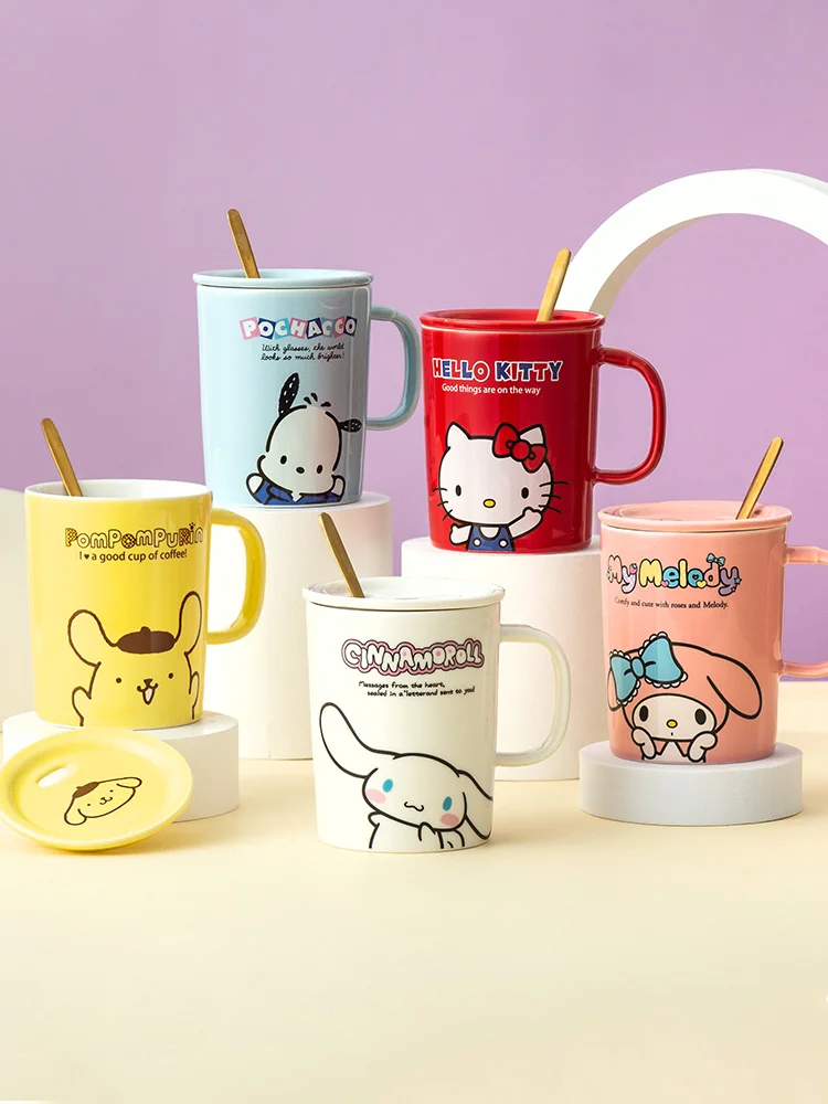 

Sanrio My melody Hello Kitty Kuromi animation peripheral ceramic mug Cinnamoroll Pochacco cartoon office home Kawaii water cup