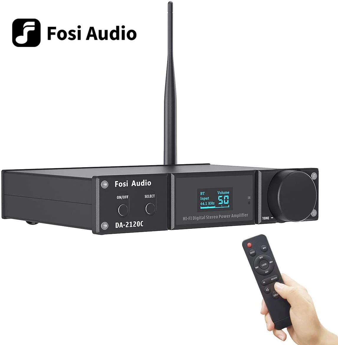 Fosi Audio DA2120C Mavi Amplifikatör 120W x2 Stereo HiFi 2.1 Kanal Kablosuz Akış D Sınıfı Mini Güç Subwoofer USB DAC AMP