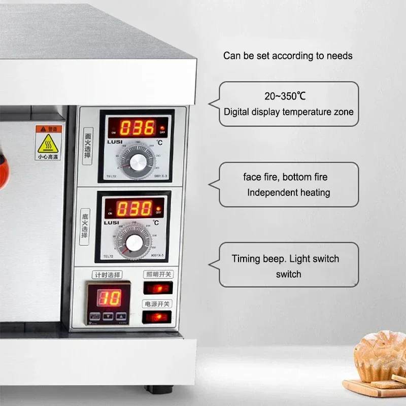 3.2KW Commercial Baking เตาอบไฟฟ้าขนาดใหญ่ความจุปลาย่างมันเทศพิซซ่าเตาอบเค้กเตาอบอัตโนมัติขนาดใหญ่