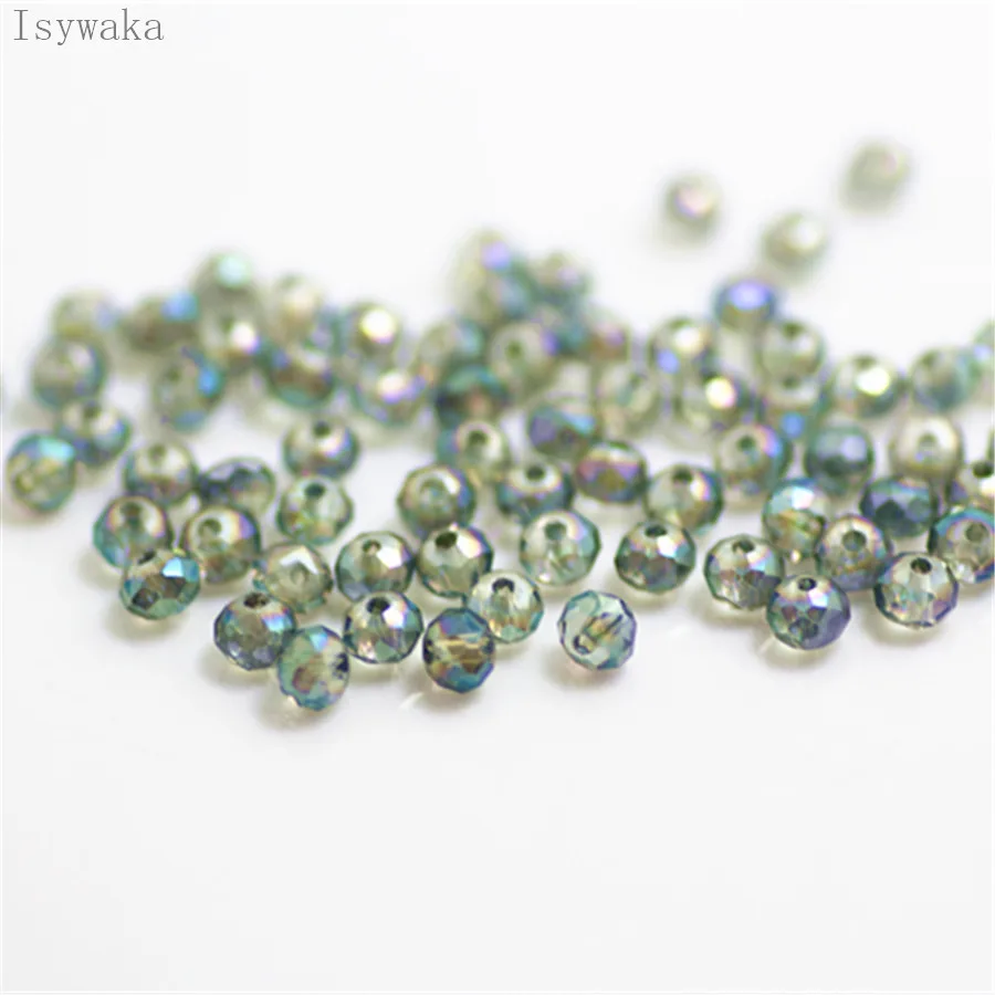 Isywaka Clear Green Colors 3x4mm 125pcs Rondelle Austria faceted Crystal Glass Beads Loose Spacer Round Beads Jewelry Making