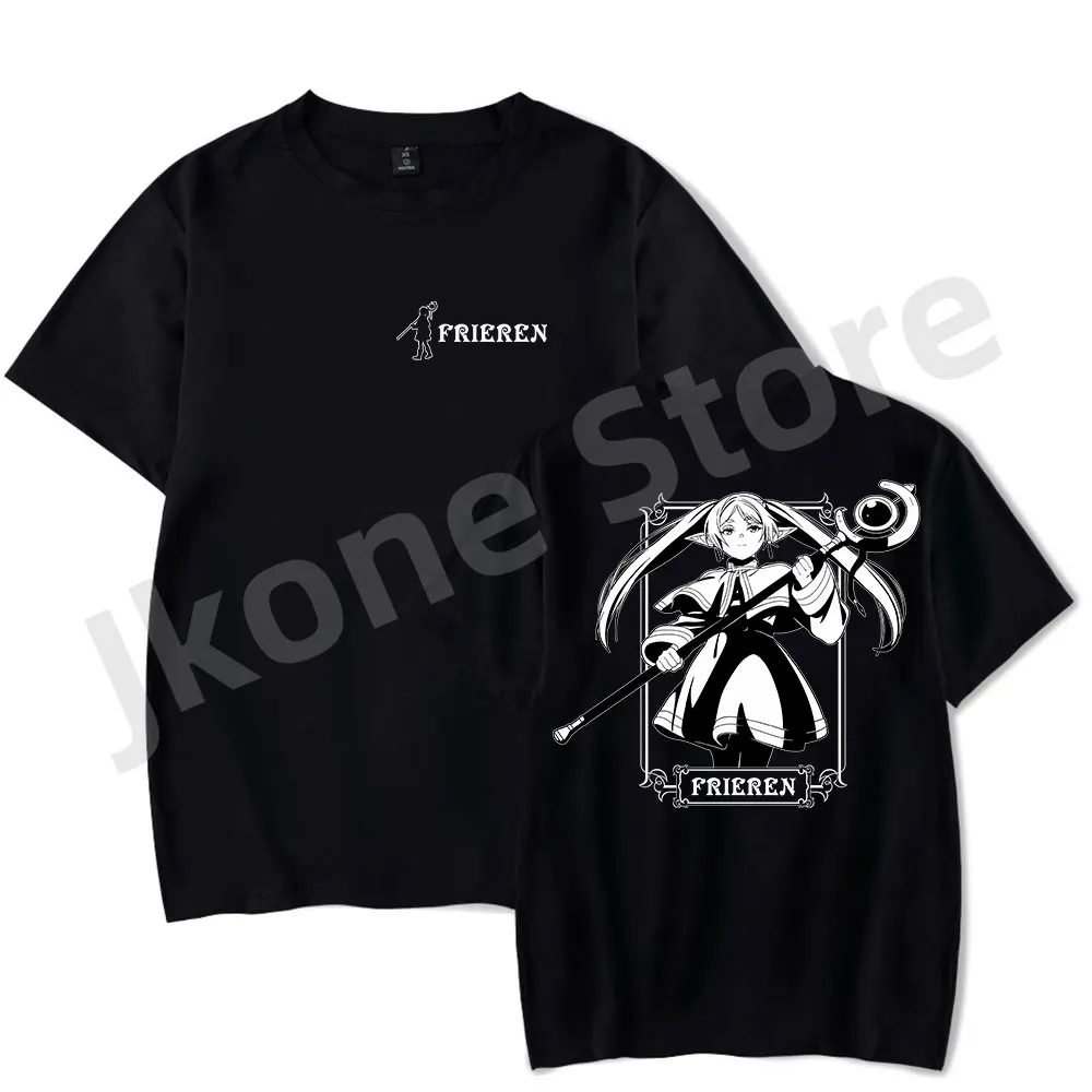 Frieren Logo T-shirts Cartoon Merch Tee Women Men Fashion Casual Crewneck Short Sleeve Tshirt