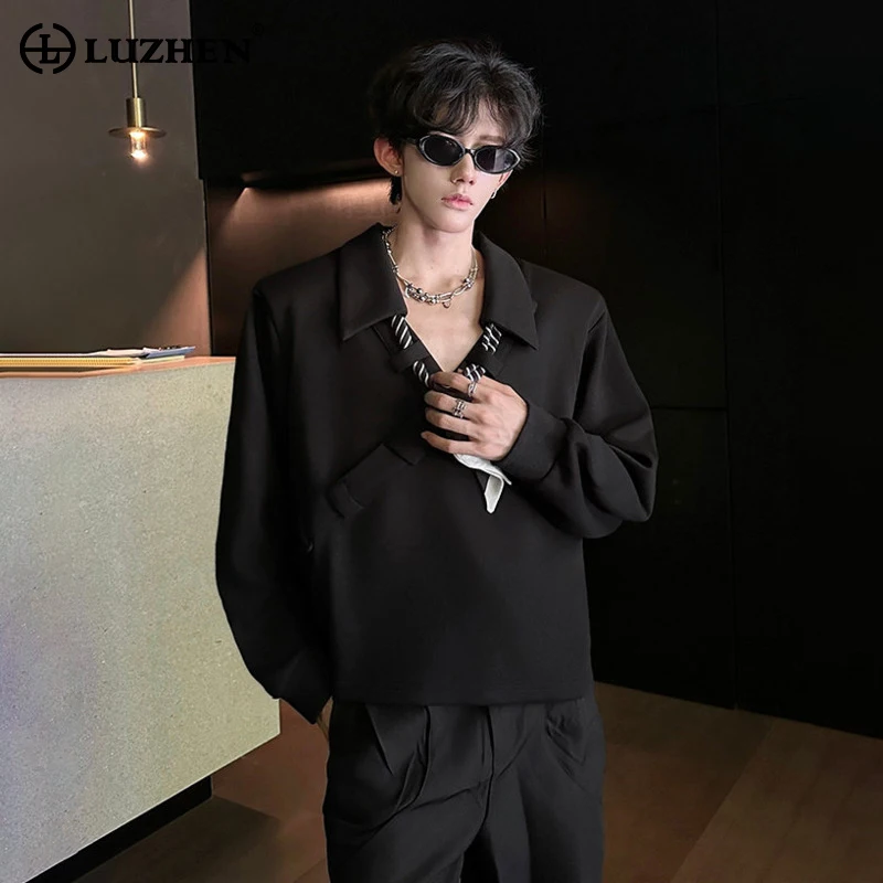 

LUZHEN оригинальные элегантные темпераментные рубашки с длинными рукавами мужские однотонные модные красивые свободные повседневные топы мужская одежда JY4304