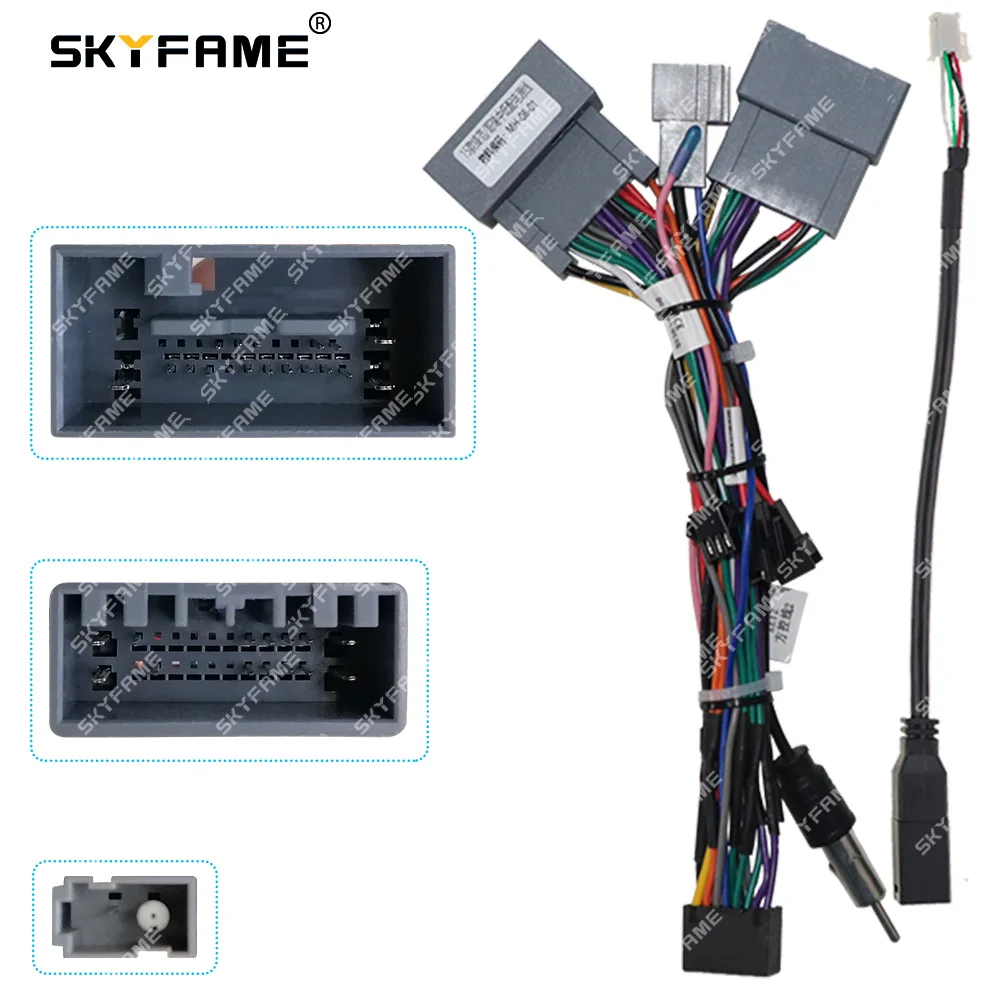 SKYFAME Car 16pin Wiring Harness Adapter Radio Power Cable For Honda City Greiz Stream