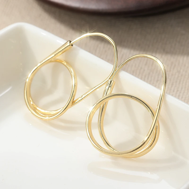 Personality Geometric Hoop Earrings Design Sense Fashion Temperament Women Accessories Party Banquet Daily Wear Jewelry