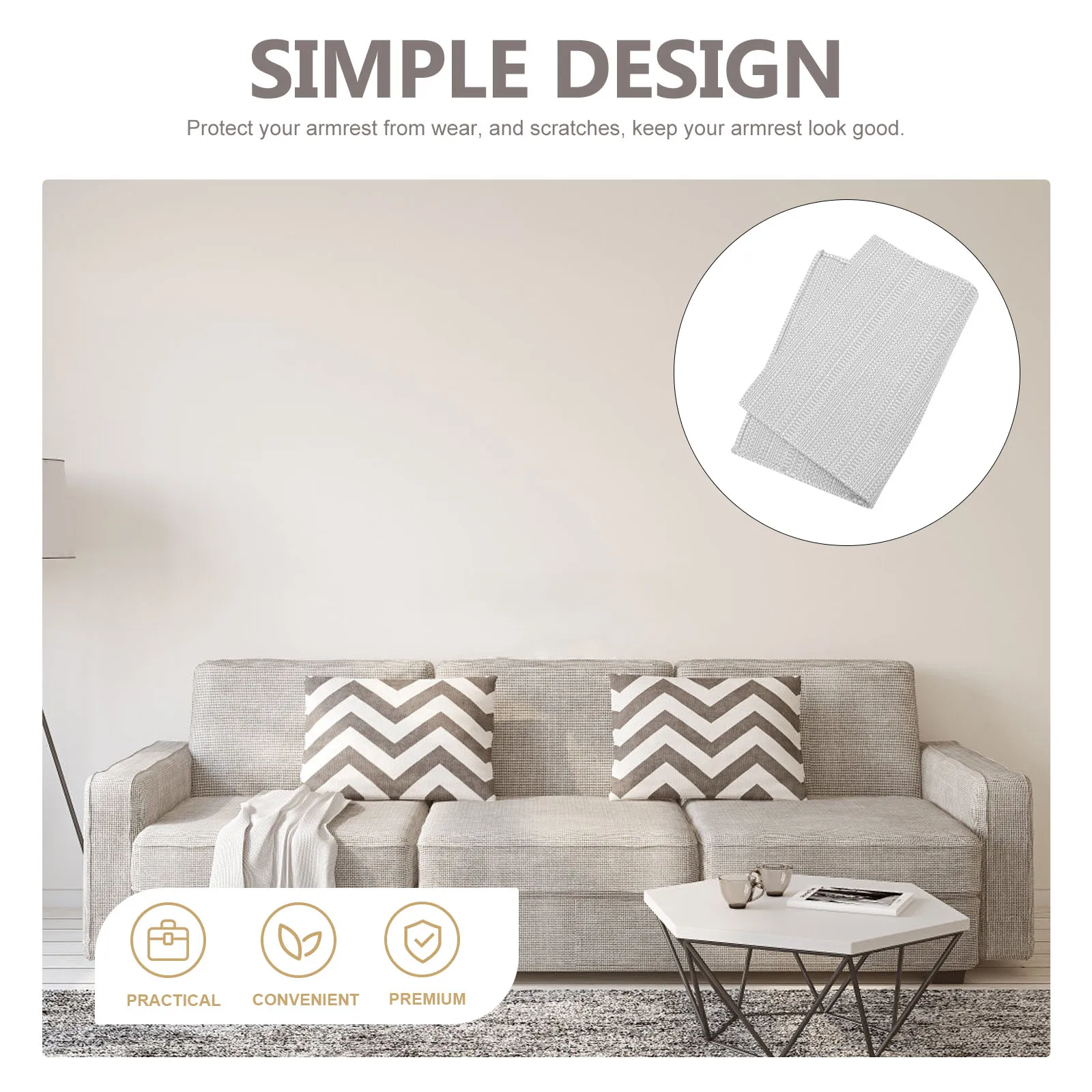 

Non slip Sofa Armrest Cover Thickened Cotton Linen Pets Armchair Grey Point Protect Couch Chair Durability