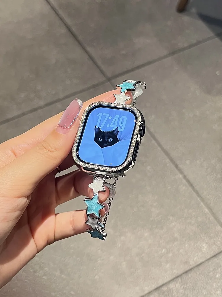 

Metal blue star compatible iWatch strap 38mm 40mm 41mm 42mm 44mm 45mm 49mm fashionable strap