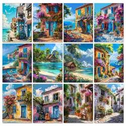 GATYZTORY Water Town Acrylic Painting By Numbers Kit Picture Drawing Number Landscape Wall Art Crafts Home Decoration