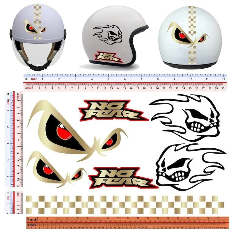 For 1Set No fear stickers gold motorcycle helmet discounted around the image sticker helmet tuning motocycle 7 pcs.