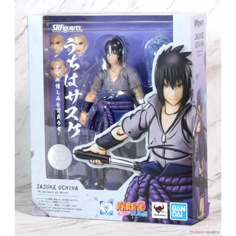 BANDAI SHF NARUTO  Uchiha Sasuke Action Figure Collectible Doll Model Kid Toy Gift Genuine 2022 New Product Goods In Stock