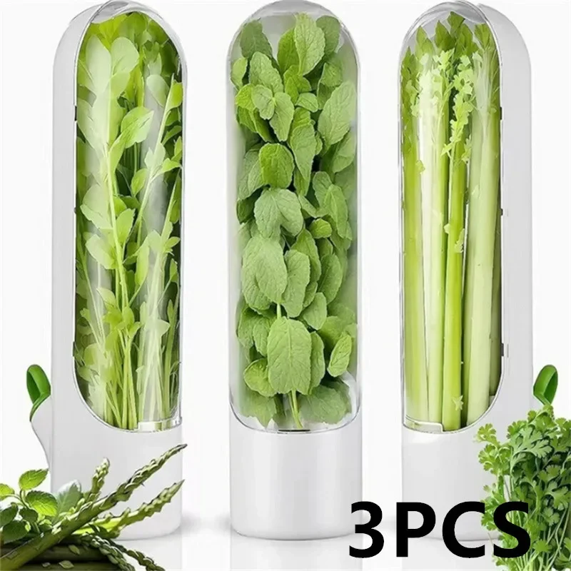 1/2/3 Uds. Botella de conservación de verduras frescas de vainilla blanca para refrigerador contenedor de almacenamiento ahorrador de hierbas