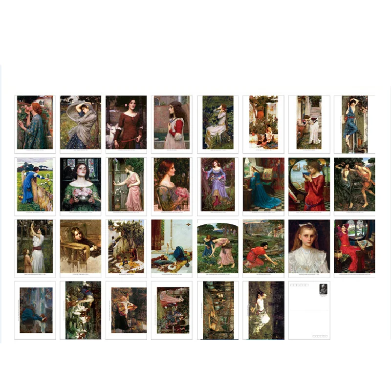 30 Sheets/Box Famous artists William Waterhouse Artwork Postcard Oil Painting Art Greeting Card Gift/Wish/Message Post Card