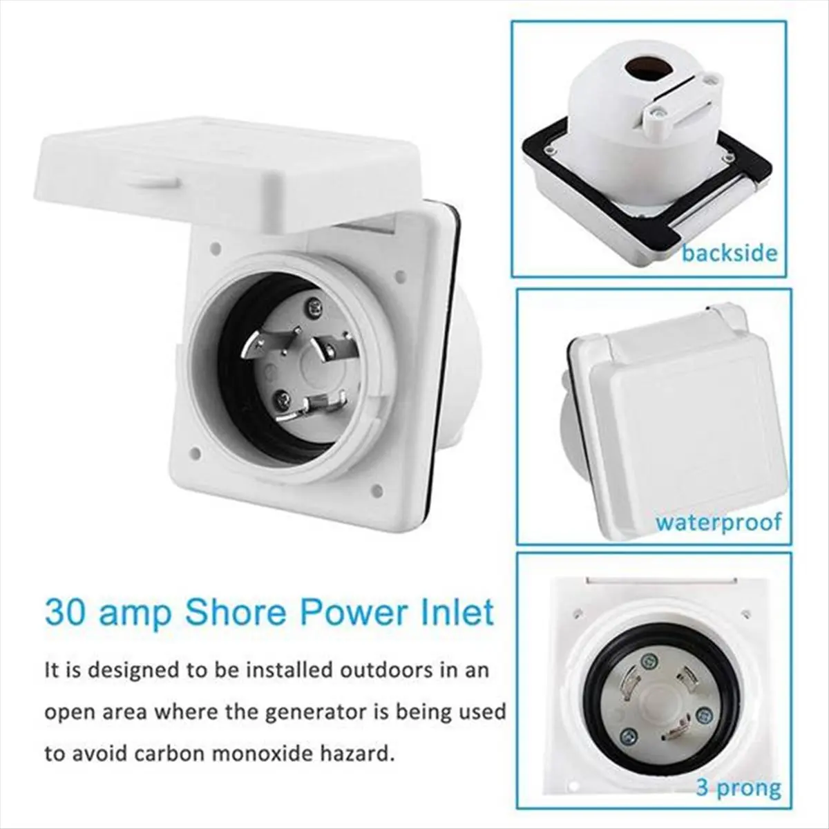 A72P RV Power Inlet Outlet Shore Power Kit W/Boot Cord Protector 125V NEMA L5-30P L5-30R Male Female Connector Plug,30AMP