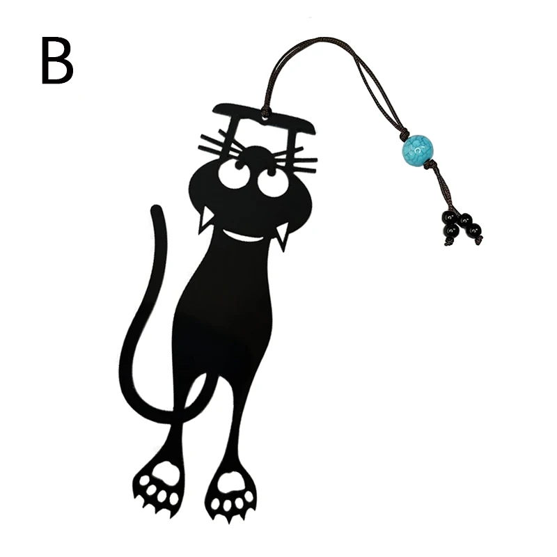 1 Stück Kawaii Schwarze Katze Lesezeichen für Bücher 3D Metall Stereo Tier Lesezeichen für Schüler Lehrer Geschenke Kreatives Briefpapier – Detail 12