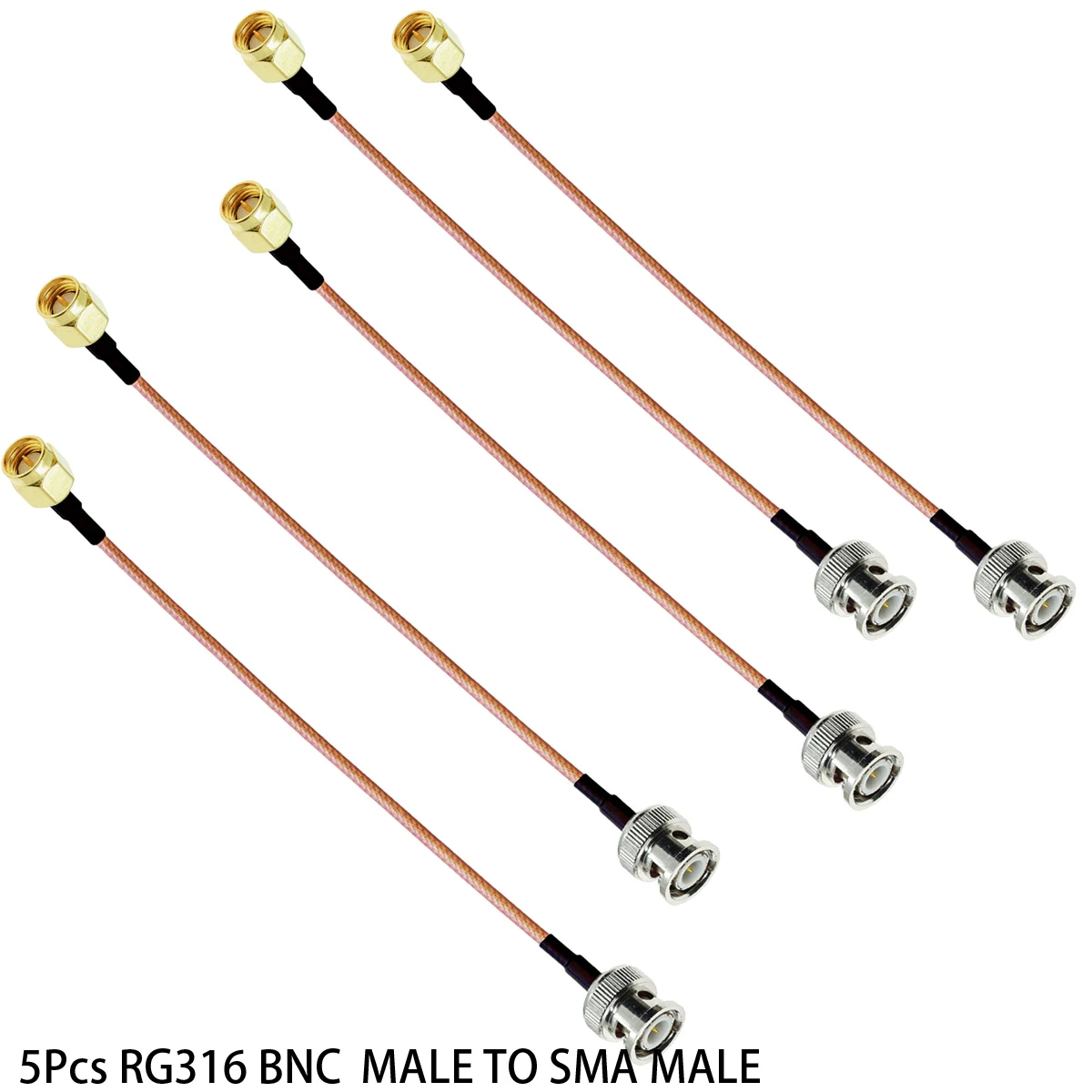 5Pcs 5M RG316 SMA Male to BNC Male Q9 Plug Connector RF Pigtail Coax Jumper Cable  Extension Coaxial Cable WIFI Antenna Brass