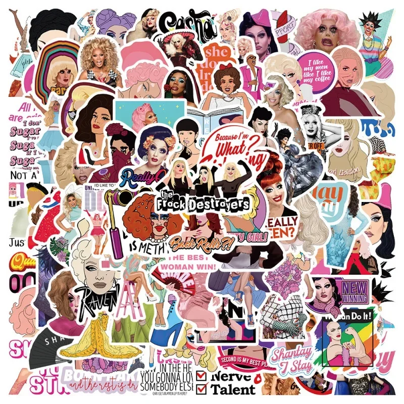 

10/50/100Pcs Hot Tv Show RuPauls Drag Race Doodle Waterproof Stickers Graffiti Cartoon DIY Decals