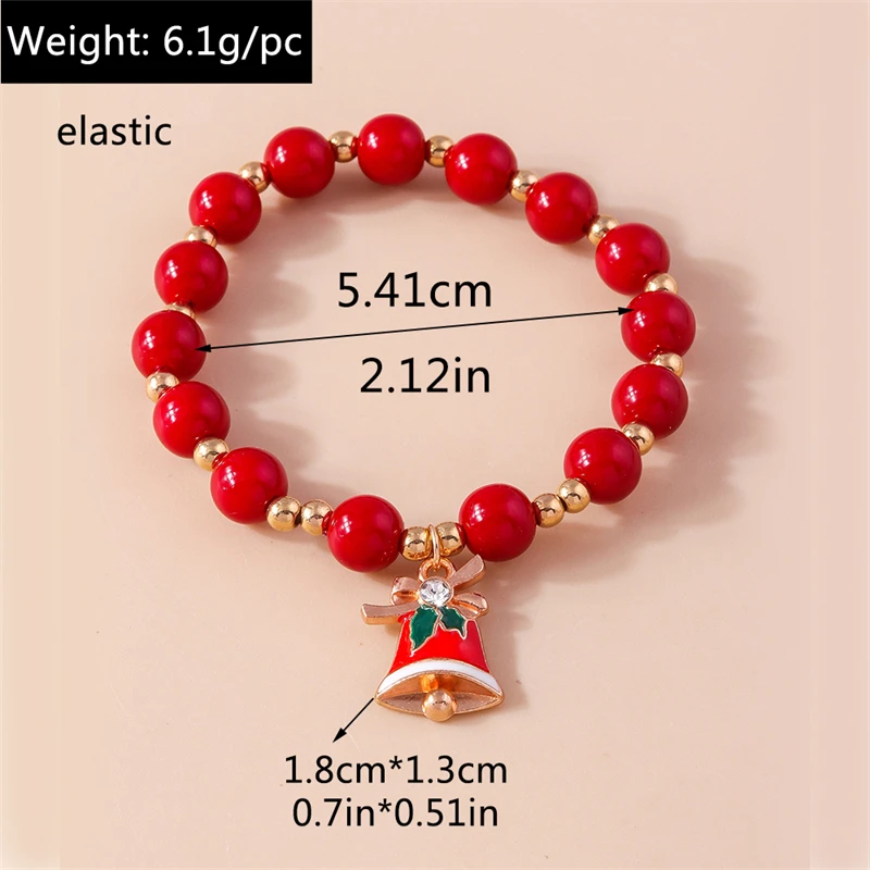 Modisches handgefertigtes Perlenarmband für Damen, Weihnachtsbaum-, Hirsch- und Glockenanhänger, Armband für Mädchen, Freundschaft, Party, Festival, Schmuck, Geschenke – Detail 3