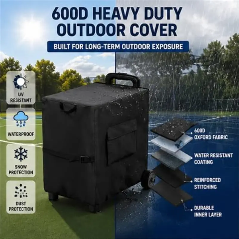 A89E-Waterproof Outdoor Cover For Tennis Ball Machine, Protective Cover For Tennis Launcher Storage