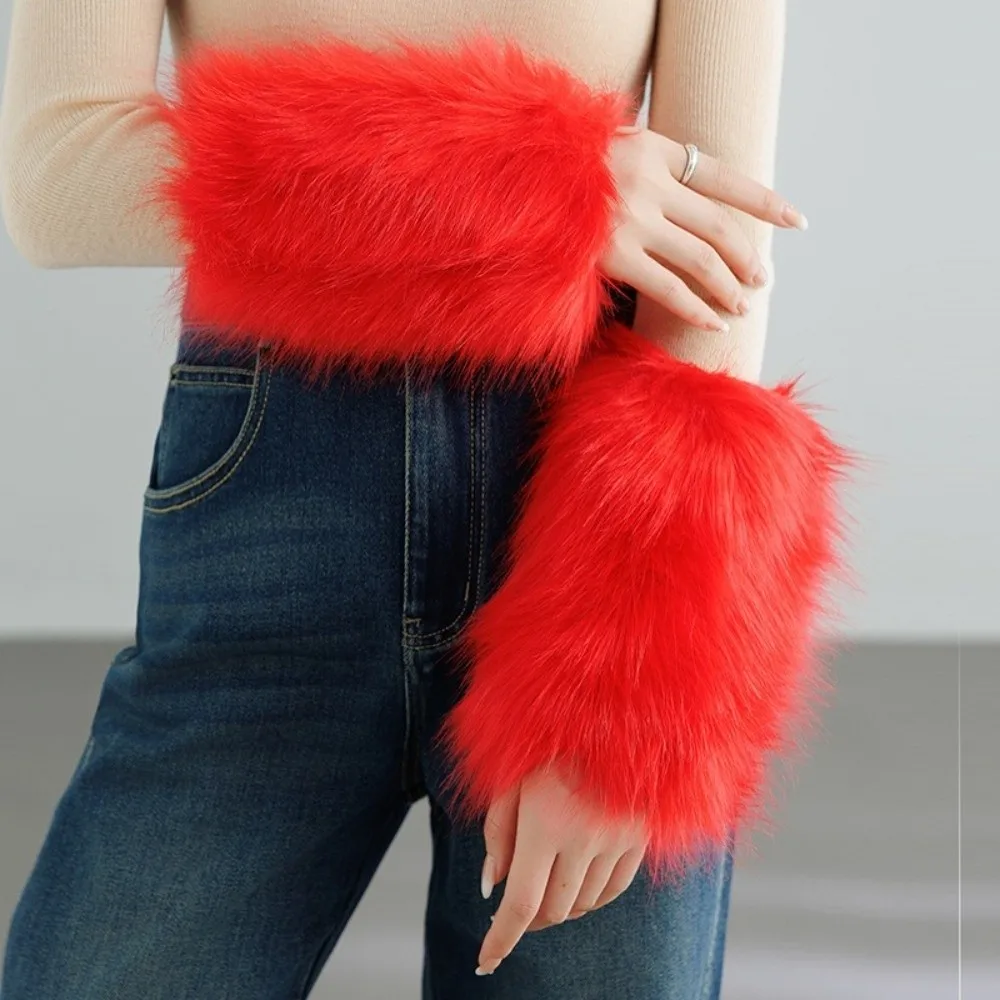 Soft Thicken Fingerless Gloves Warm Keep Warm Arm Warmers Solid Color Winter Gloves Winter