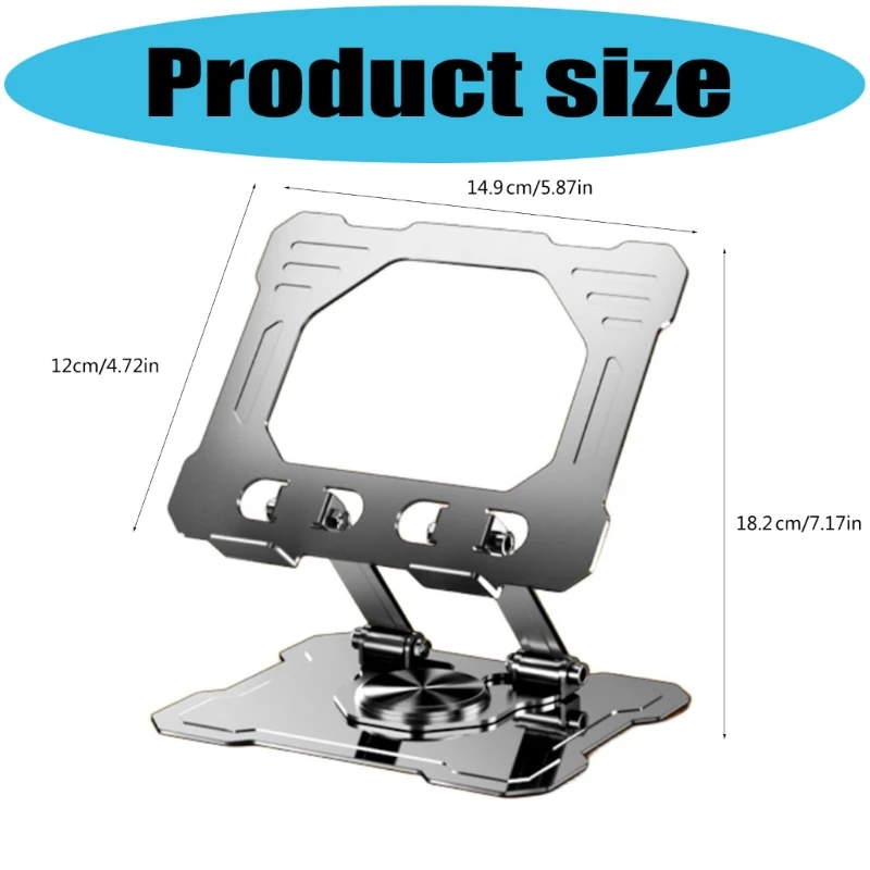Adjustment Tablets Stand 360 Rotating Base Carbon Steel Foldable Portable Design Anti Slip Silicone Pad For Laptop Pad