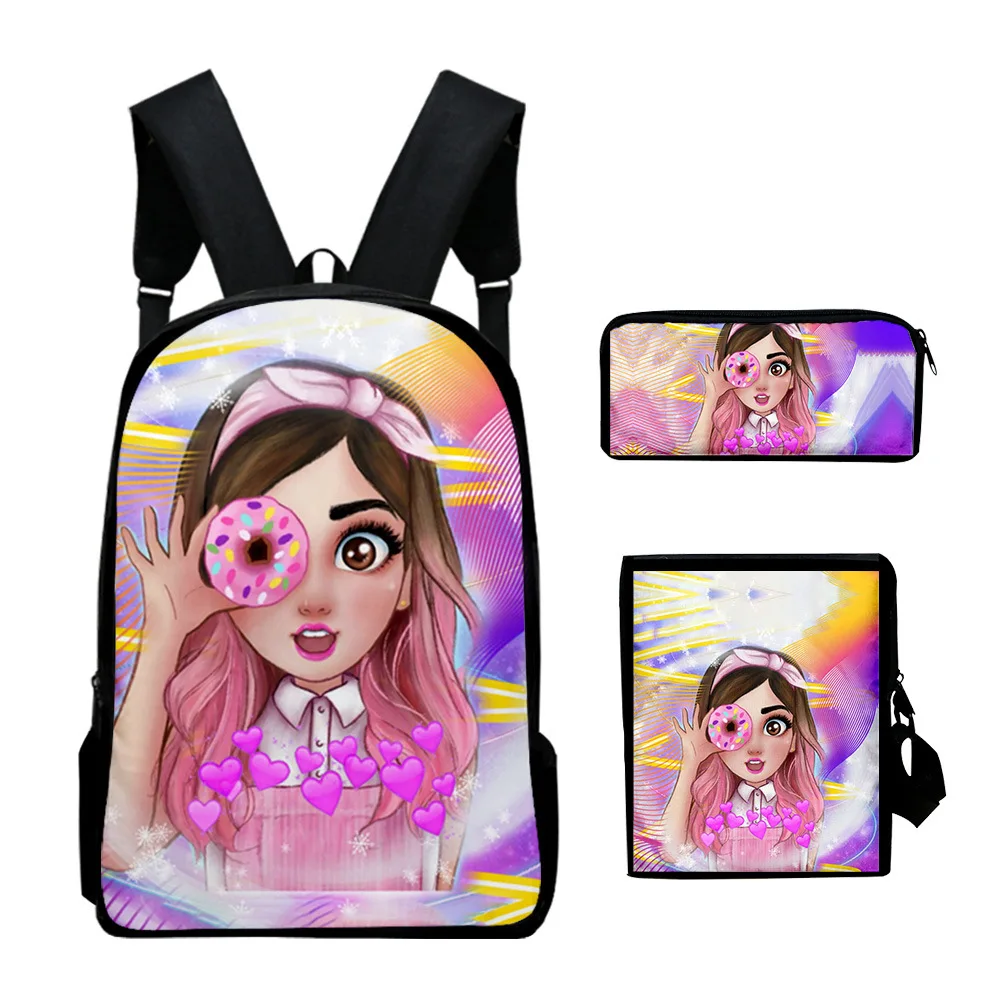 Trendy Popular Mis Pastelitos 3D Print 3pcs/Set pupil School Bags Laptop Daypack Backpack Inclined shoulder bag Pencil Case
