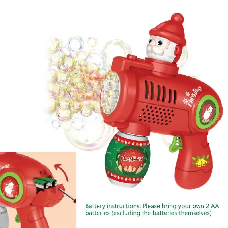 Pistolets à bulles électriques A2UB, activité noël, avec lumière LED, cadeau pour parc en plein air