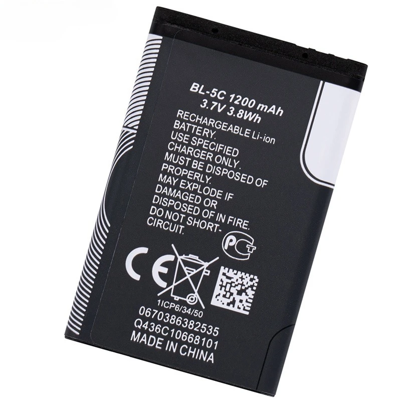 

BL-5C Lithium Polymer Phone Battery 3.7V BL5C for Radio Nokia 2610 1100 1110 1112 1116 6230 6630 N70 N71 N72 N91 E60