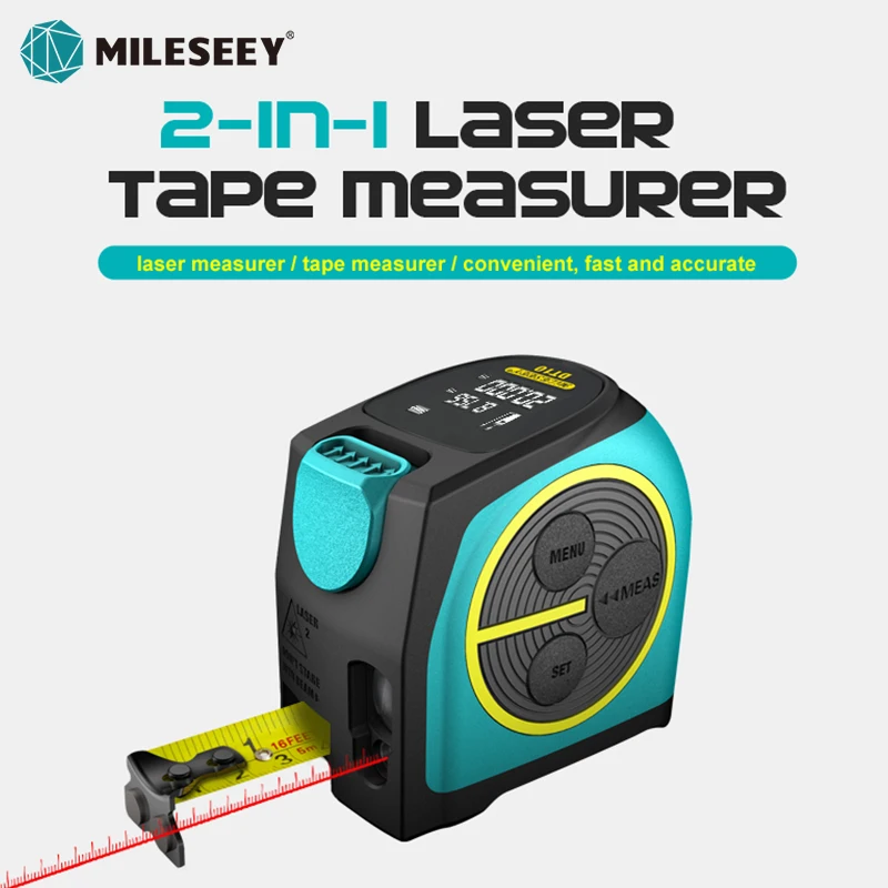 Mileseey Digital Laser Rangefinder and Laser Tape Measure 2 in 1 with LCD Display Digital Laser Tape M