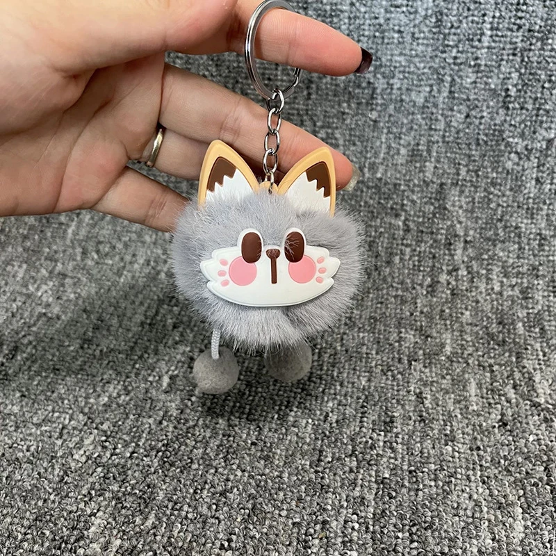 Cartoon Lucky Cat Briquettes Plush Doll Keychain Cute Key Ring Bag Pendant Gift Kids Toys Backpack Decoration Gifts