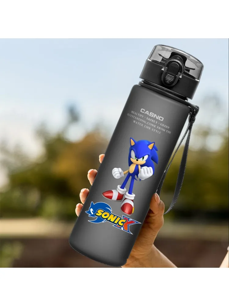 

500ML Sonic Hedgehog Sport Water Bottle Large Capacity Cartoon Portable Plastic Water Bottle Drinking Cup Student Birthday Gifts