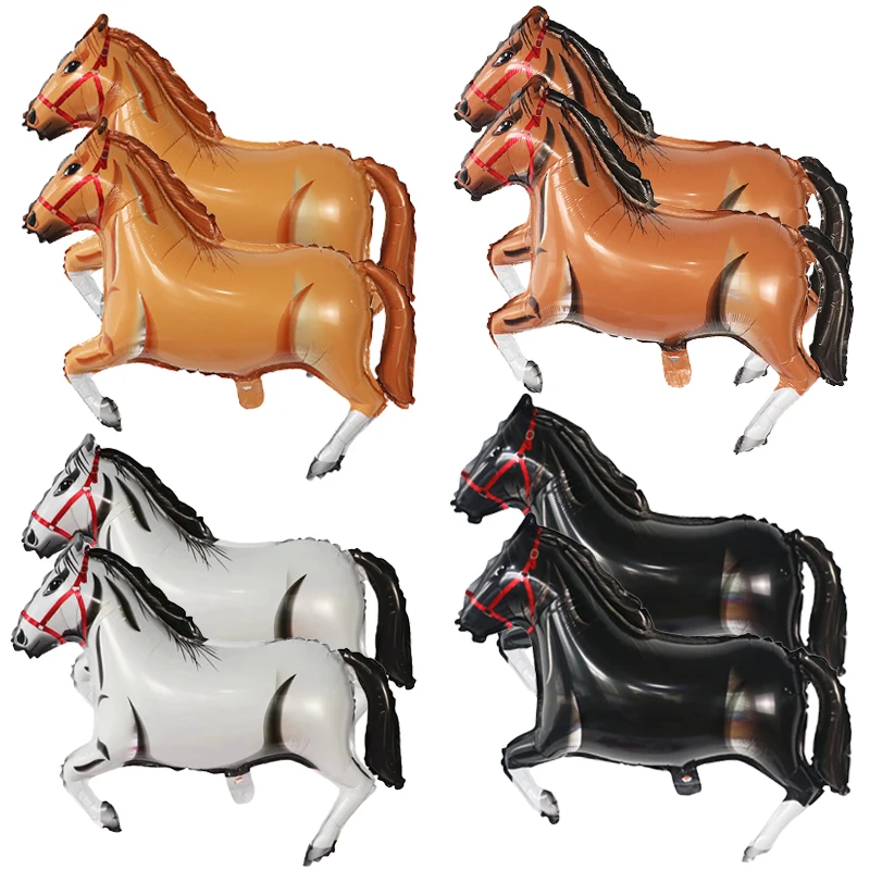 4pcs Animal Horse-Shaped Foil Balloons Birthday Theme Party Decoration Baby Shower Cowboy Party Air Globos Supplies Kids Toys