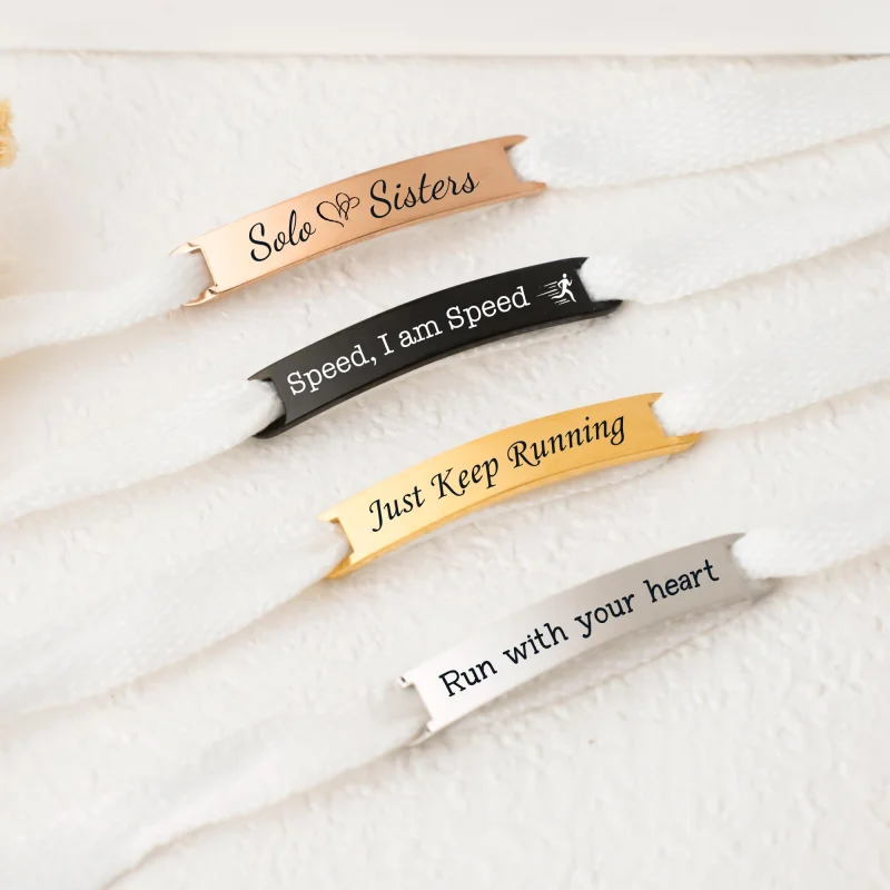 Custom Lace Tips Tag Personalised Engraved Metal Lace Tags Inspirational Runner Marathon Gift Shoe Name Plate