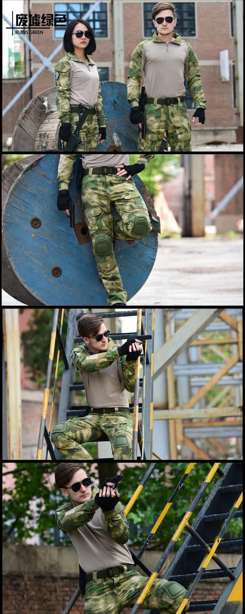 Outdoor Uniform Taktische Hemd Wasserdichte Kleidung Tops Tragen Widerstand Airsoft Camo Jagd Anzug Cargo Hosen + Pads – Detail 10