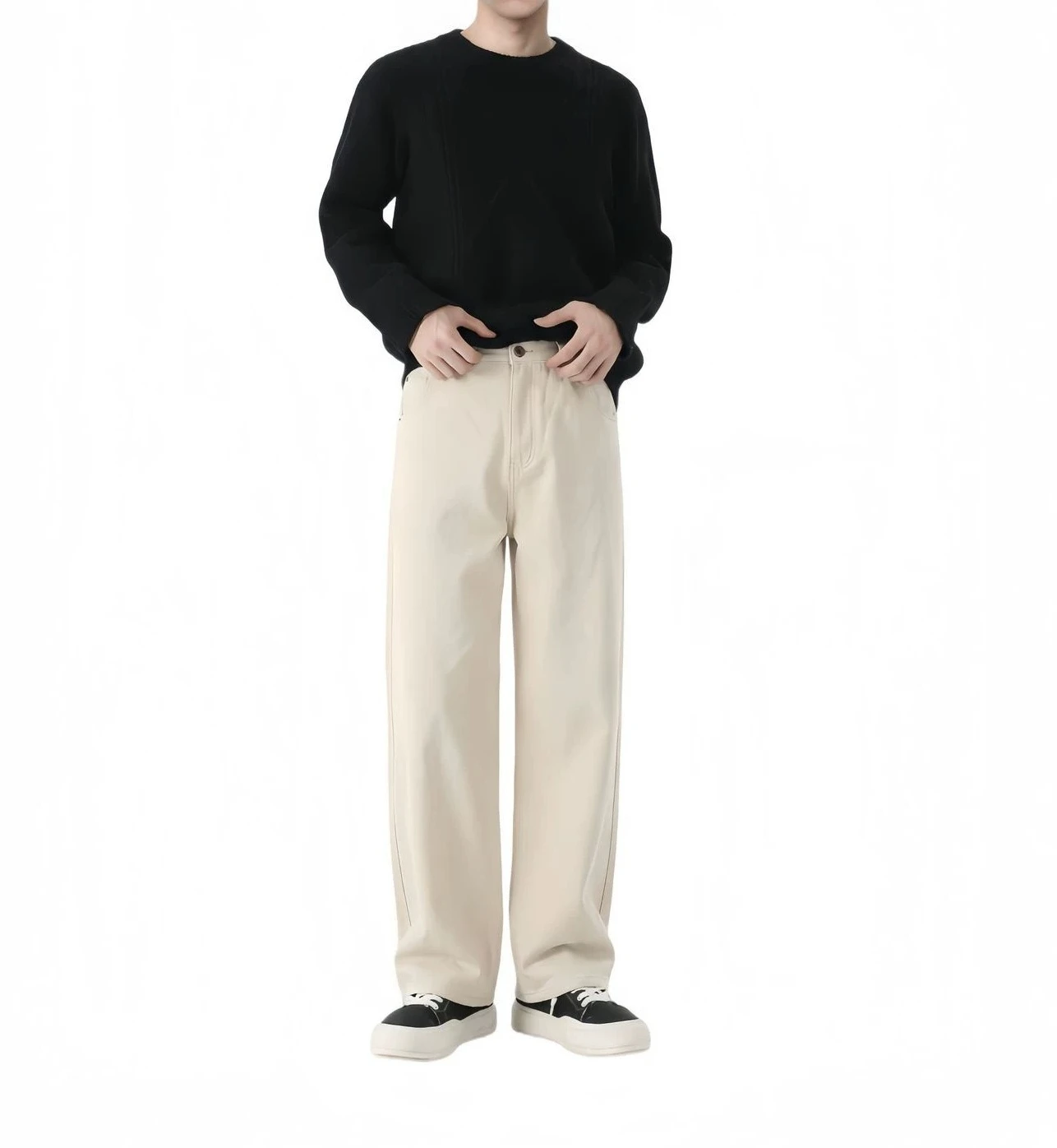 Retro White Jeans Men's Washed Cotton 2026 Autumn American Loose Straight Casual Trousers