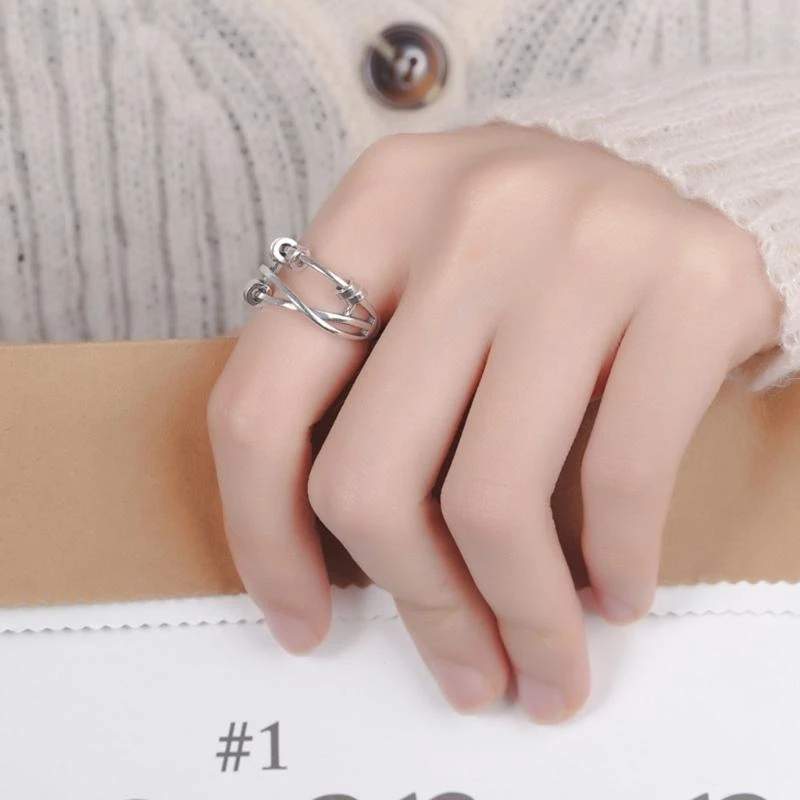 G92D Three-ring for Smart Index Finger Ring Transfer Beads Live Mouth Ring for Women