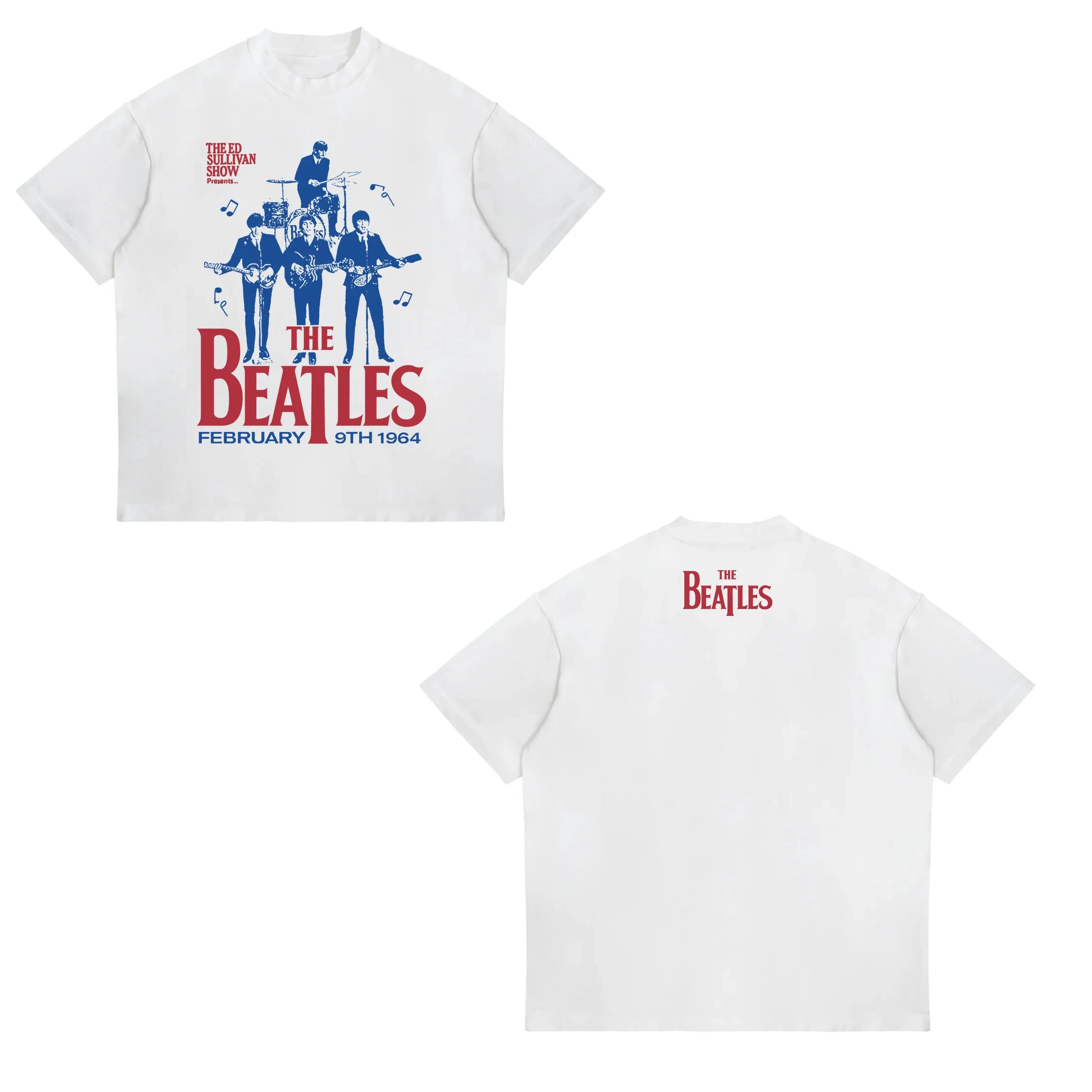 Unisex Y2K The Beatles Double Sided Print T-shirt Heavyweight Vintage Rock Band Oversized Streetwear Graphic Tee