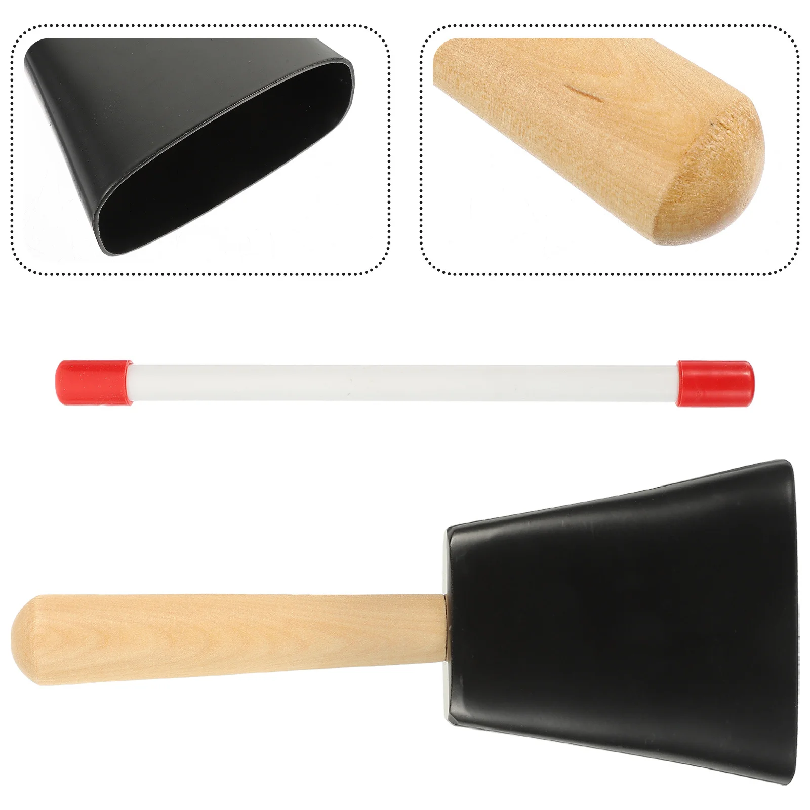 

1 set 1 Set Metal Cowbell Musical Instrument Percussion Early Education Gift Drum Accessory Hand Bell Cheering Noisemaker