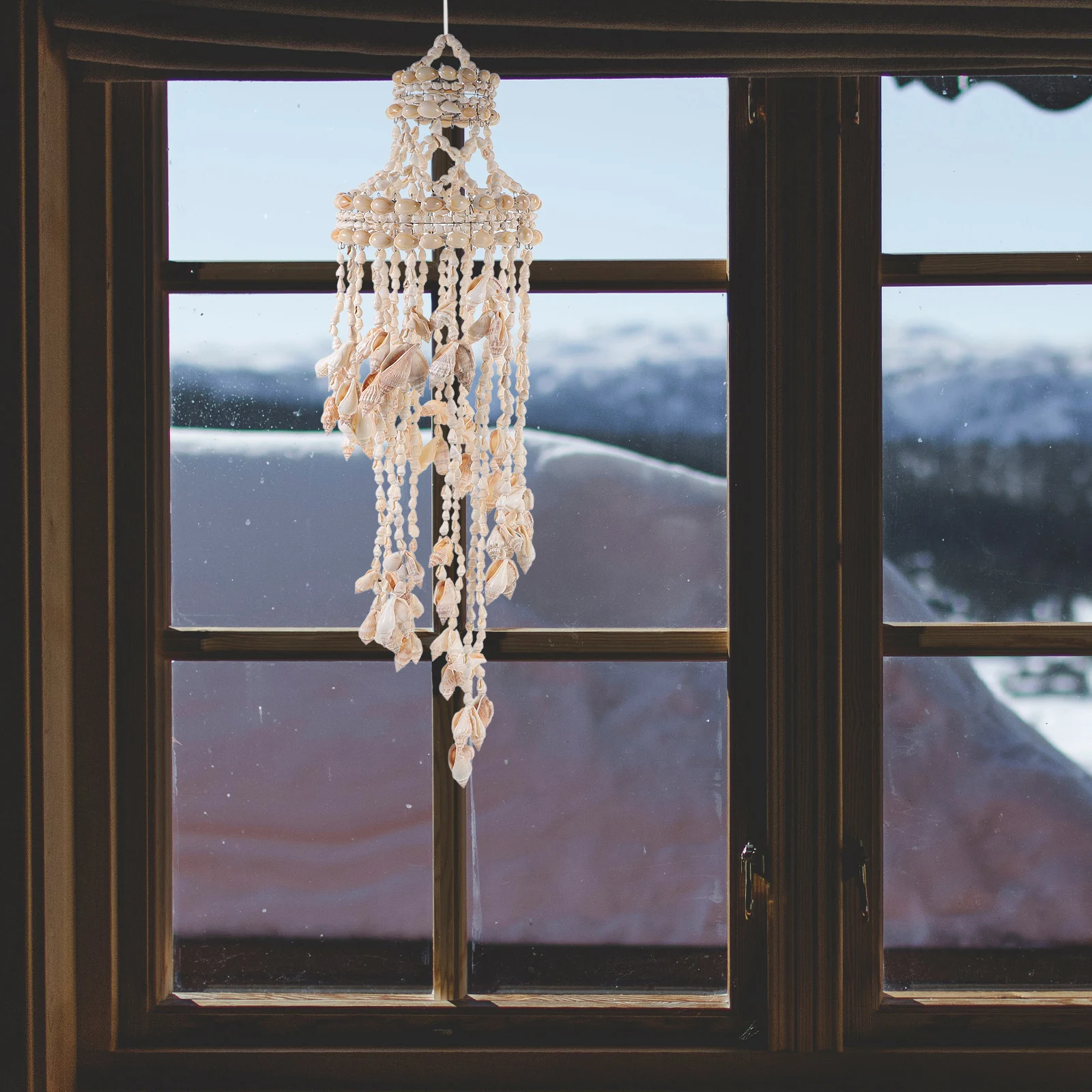 

1Pcs Shell Wind Chime White Decorative Hanging Pendant for Home Garden Wall Decoration Natural Wind Bell Ornament Living Room