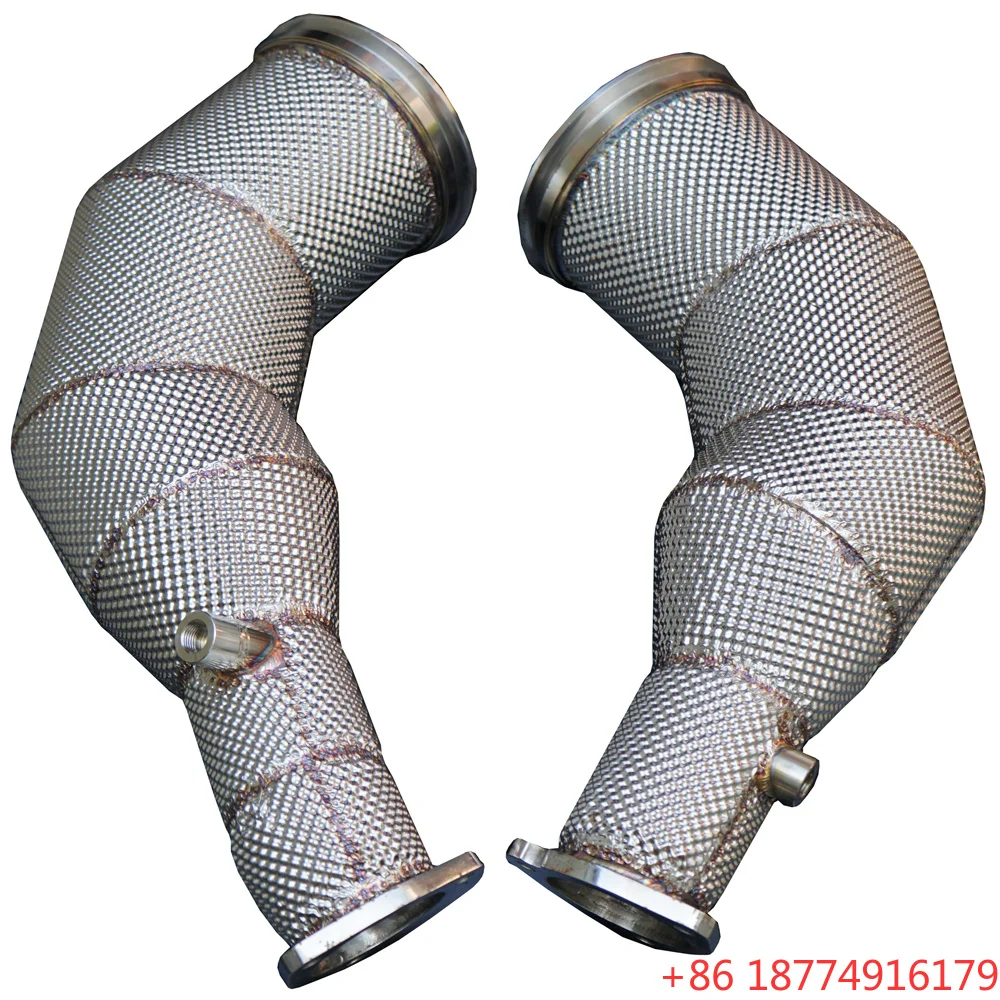 

OEM SS304 MM Factory Heat Shield Cat High Flow Downpipe for RS6/RS7 C8 4.0T 2013-- Exhaust Pipe With OPF/GPF
