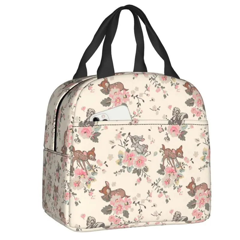 

Custom Cute Deer Bambi Portable Lunch Box Women Leakproof Kawaii Cartoon Anime Cooler Thermal Food Insulated Lunch Bag School