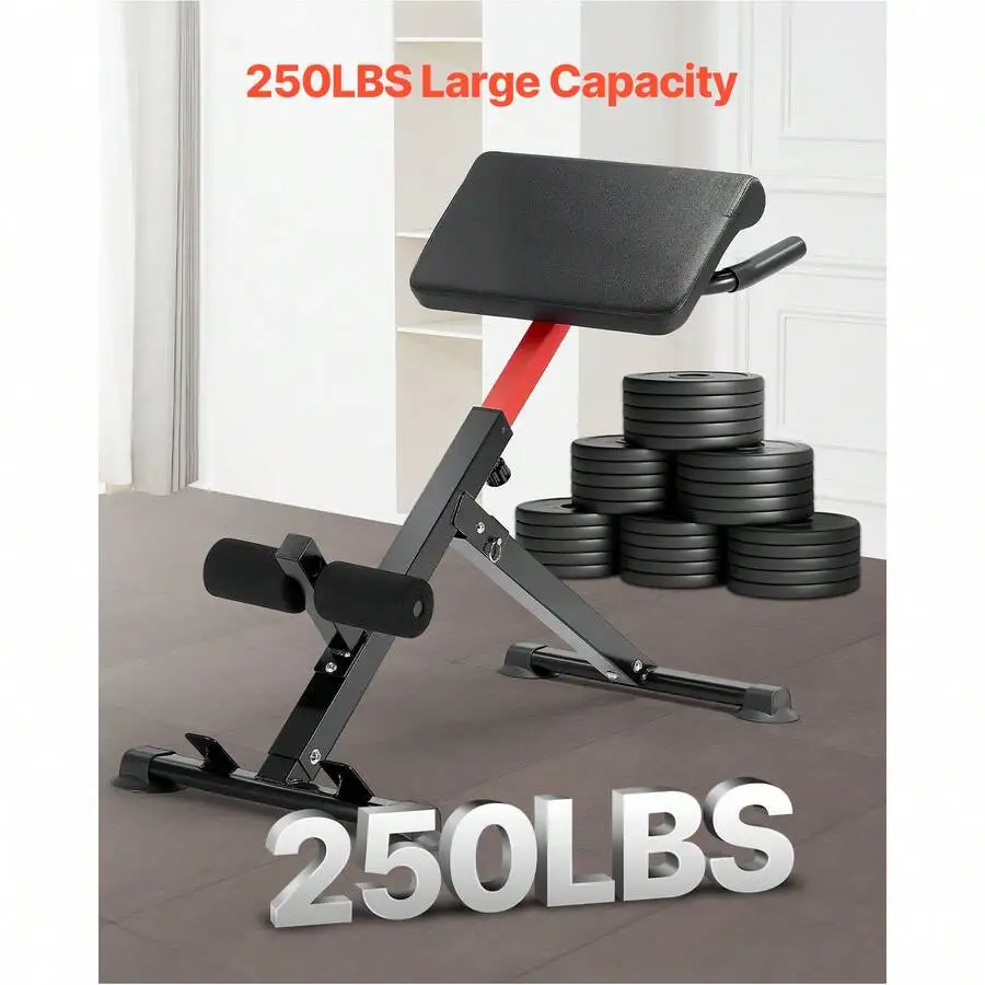 Roman Chair Hyperextension Bench, 250 Lbs Adjustable & Foldable Extension Machine, Multi-Function Exercise Equipment For Glute,