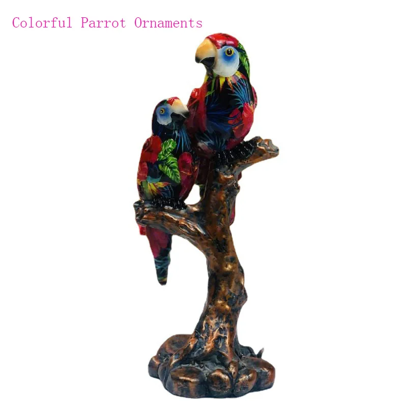 

European Style Creative Colorful Parrot Living Room TV Cabinet Decorations Resin Home Decorations Living Room Hallway Handicraft