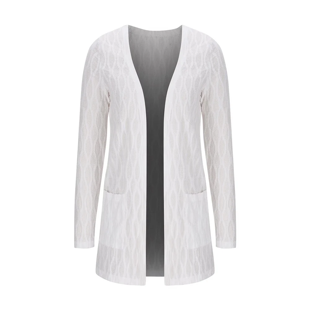 Women Solid Knit Long Sleeve Cardigan for Casual Daily Wear Home Office Spring Summer Autumn Winter Fashion Top