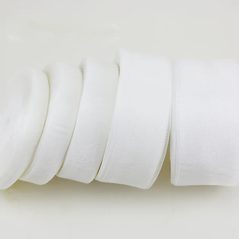 White Organza Ribbon for Gift Wrapping Decoration, Handmade DIY Ribbons, Wholesale, 50 Yards/Roll, 12mm, 15mm, 20mm, 25mm, 40mm, 3