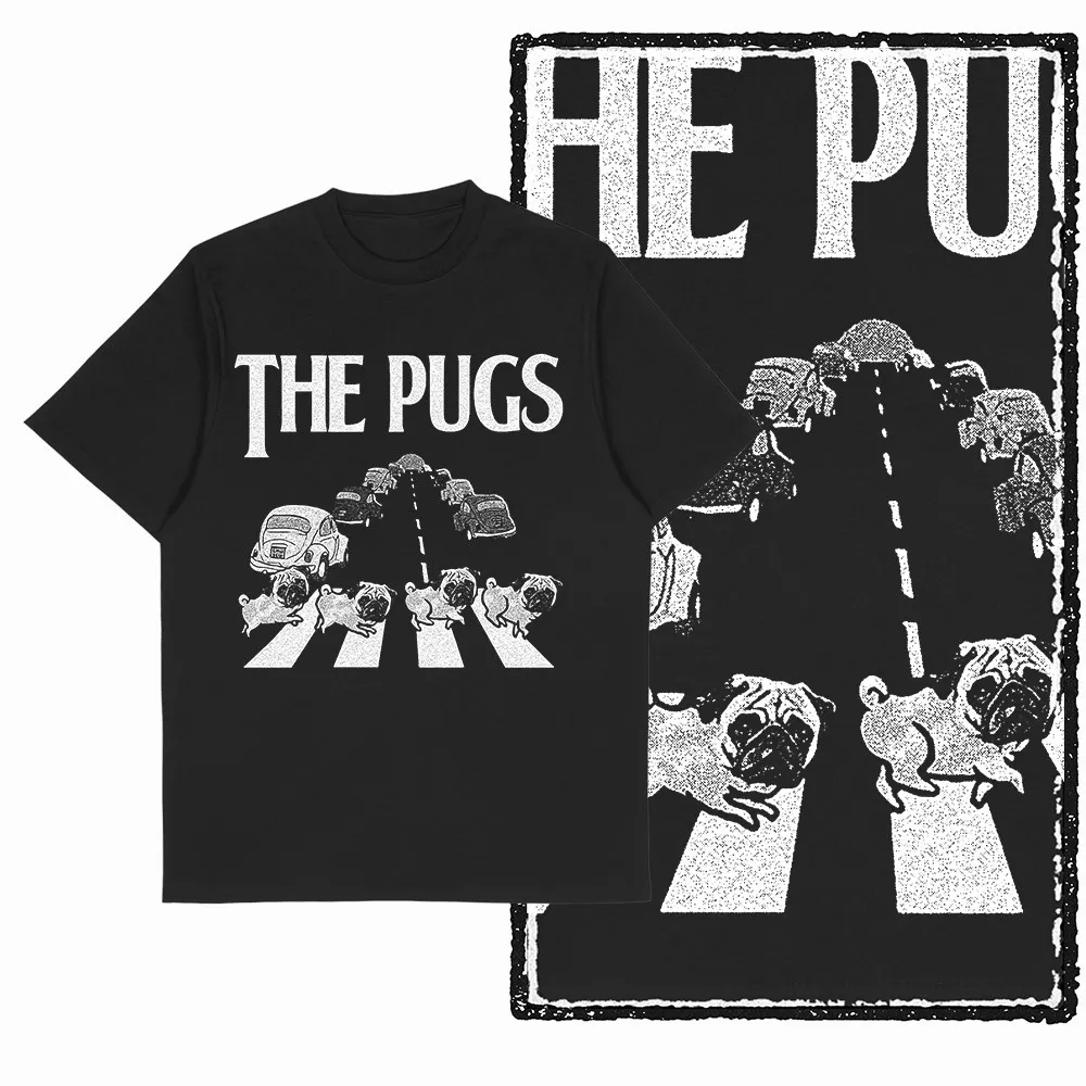 100% Cotton Unique Pug Print Graphic Men t-shirt Black Cool Print Big Size Tshirt Pug Dog Print T Shirt Novety Tee Shirt G67