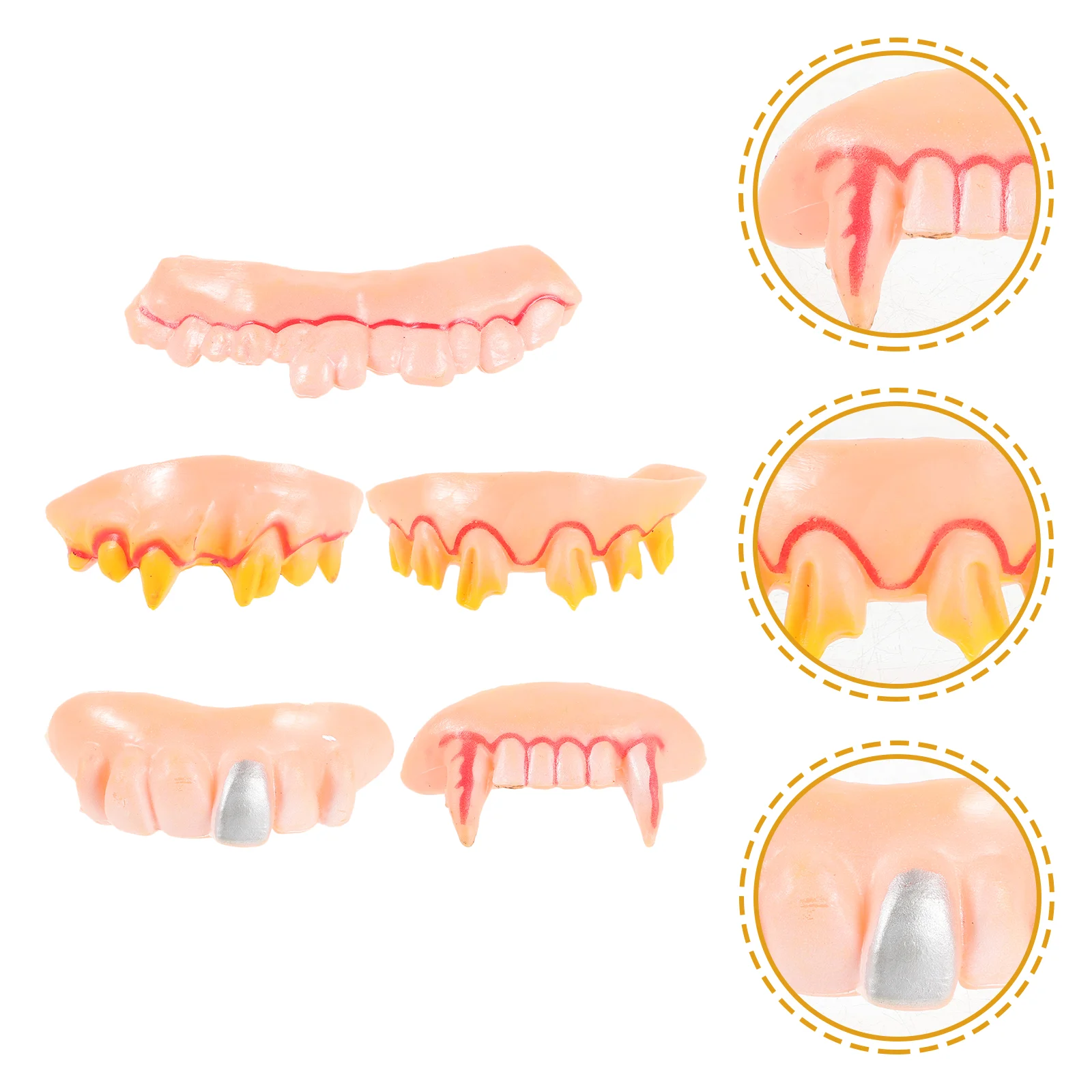 

5 Pcs Funny Wacky Artificial Teeth Buck Dentures False Fake Costume Nose Father