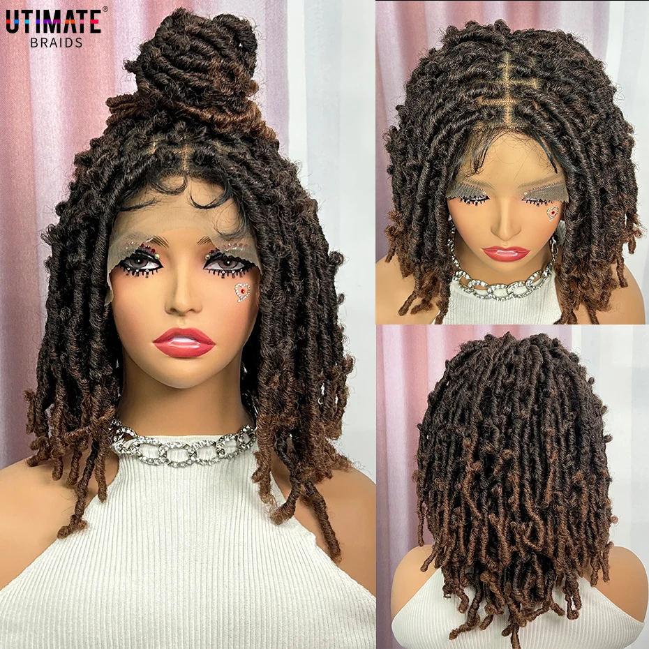 

Afro Wigs Lace Front Synthetic Braided Wig for Black Women Dreadlocks Lace Front Braid Wigs 16 Inches Knotless Braid Wigs