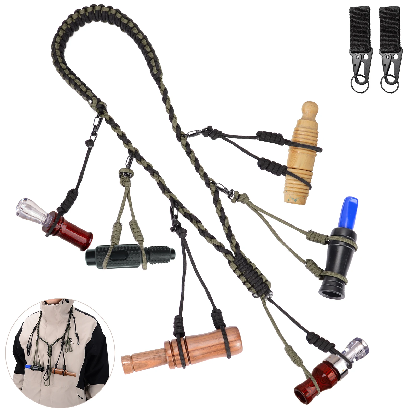 Ideagle Duck Call Lanyard, Duck Hunting Accessories with Comfort Neck, Holds 11 Duck Calls, 2 free keychains