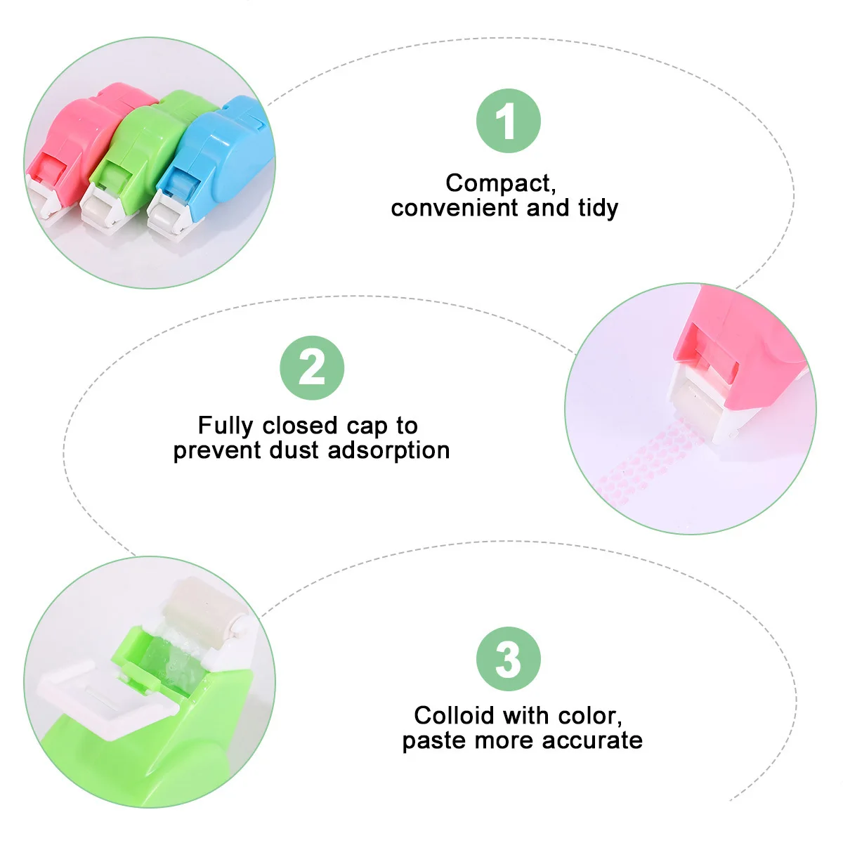 6 قطعة لاصق نقطة الأسطوانة للحرف اليدوية سكرابوكينغ التجفيف السريع لا التجاعيد موزع لاصق دائم شريط مزدوج الوجهين #6