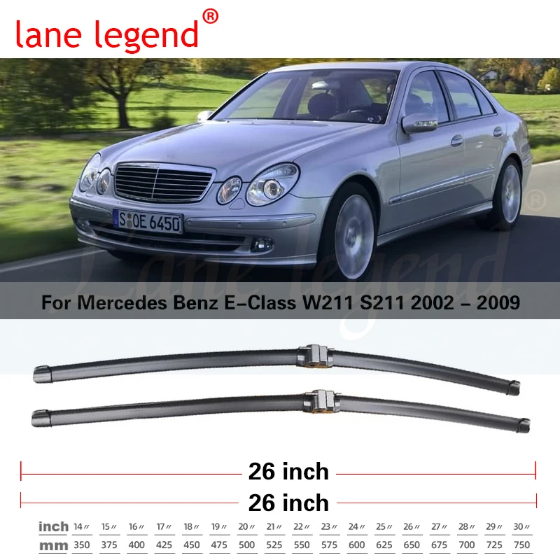 Car Wiper LHD Front Wiper Blades For Mercedes Benz E Class W211 S211 2002 - 2009 Windshield Windscreen Window Brush 26\