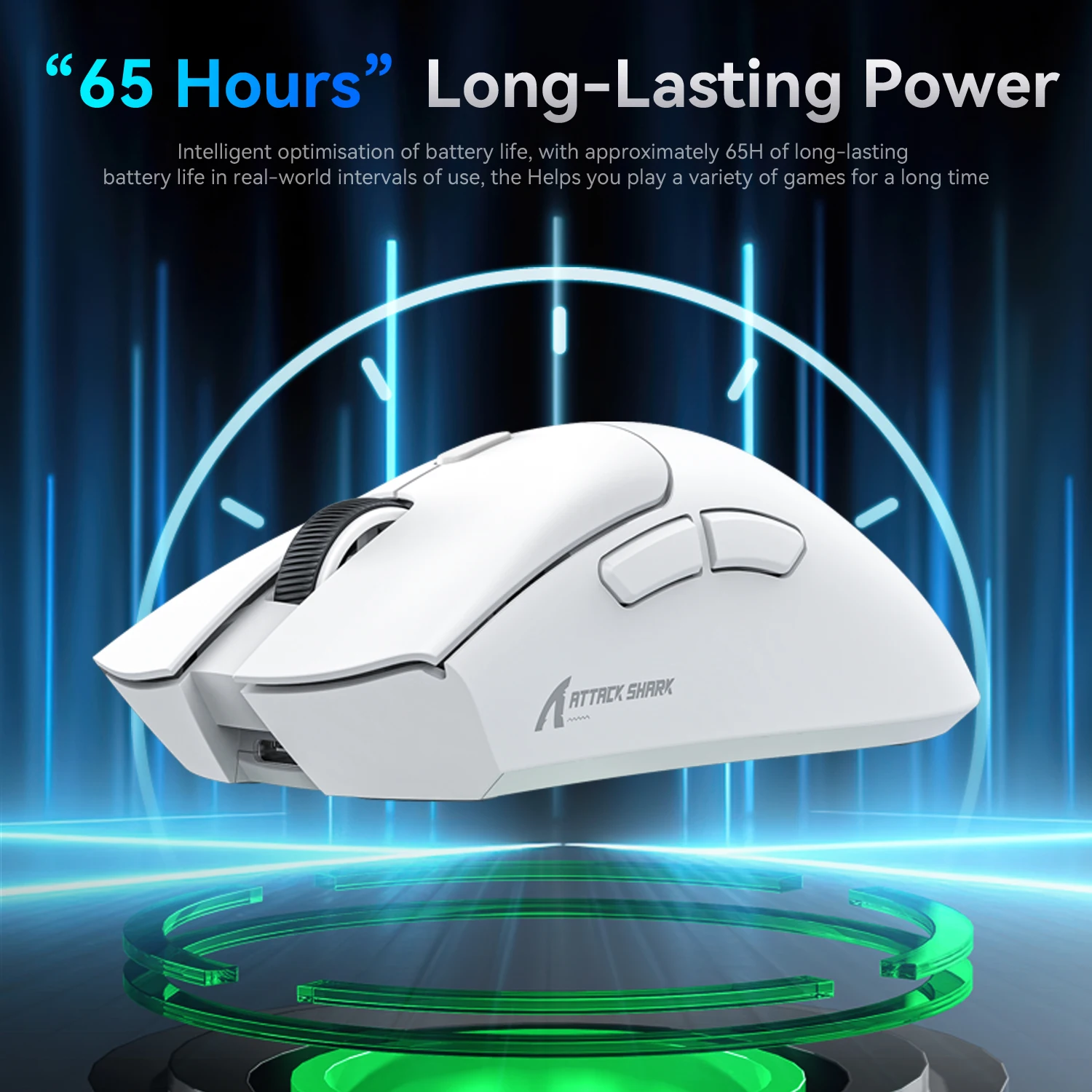 Mouse da gioco Attack Shark R1 con DPI regolabile, modalità di connessione wireless o cablata, mouse leggeri, design ergonomico